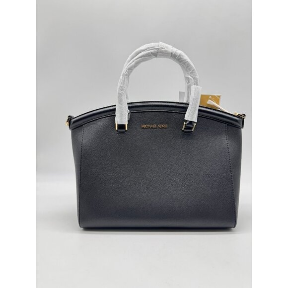 MICHAEL KORS Yara saffiano leather large dome satchel crossbody bag -Black - Picture 1 of 6